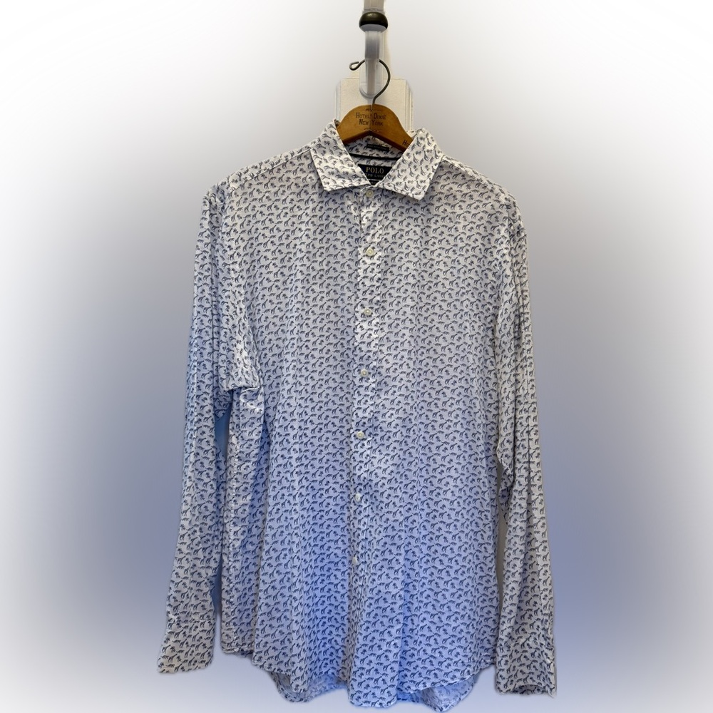 Polo by Ralph Lauren Men's White Patterned Shirt